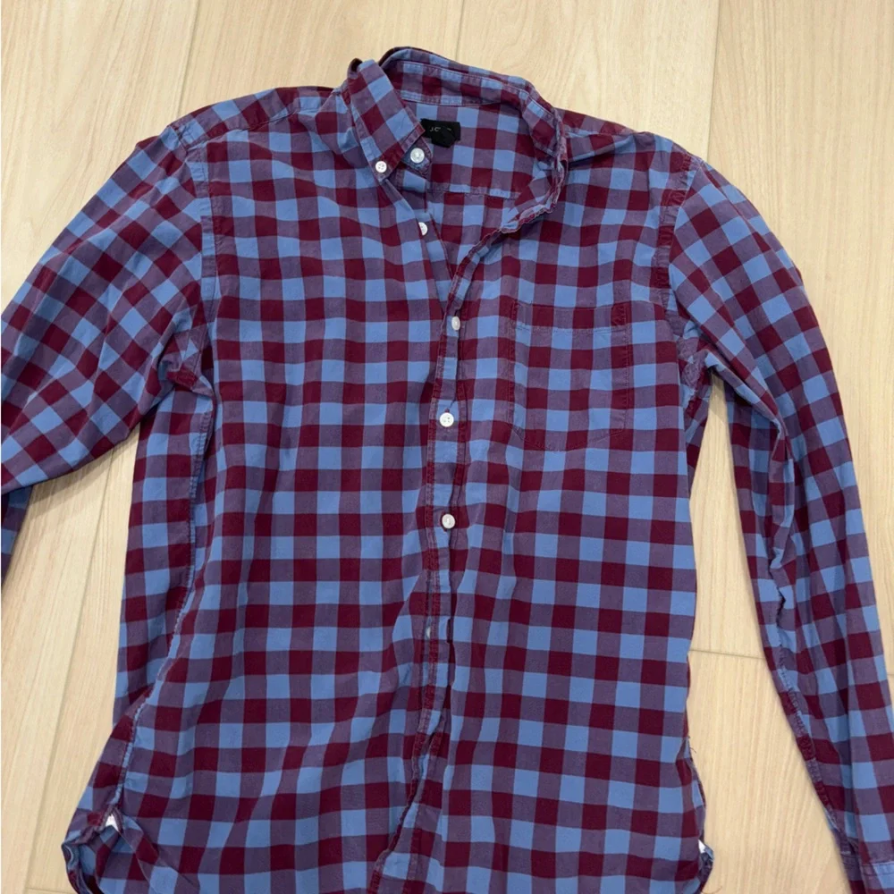 J. Crew Red and Blue Plaid Casual Button Down Shirt